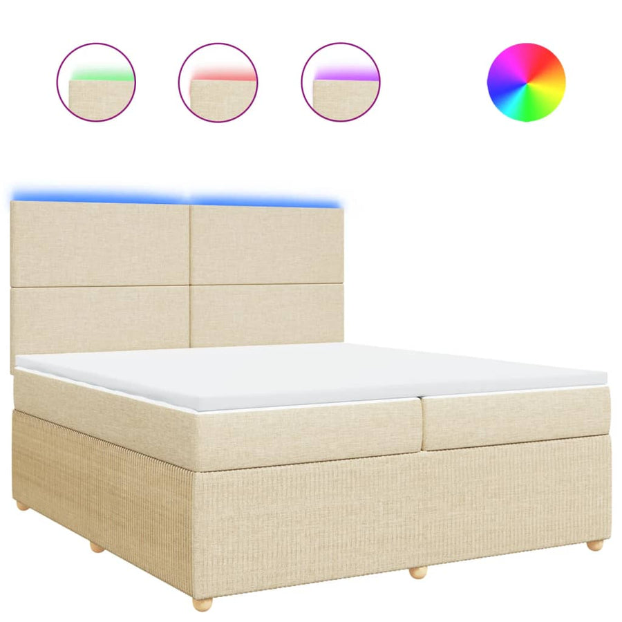Boxspring met matras stof crèmekleurig 200x200 cm