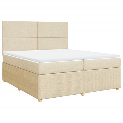 Boxspring met matras stof crèmekleurig 200x200 cm