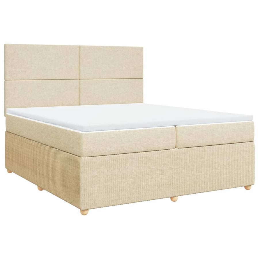 Boxspring met matras stof crèmekleurig 200x200 cm