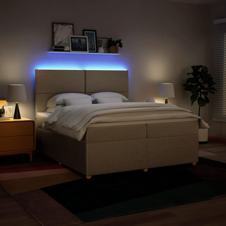 Boxspring met matras stof crèmekleurig 200x200 cm