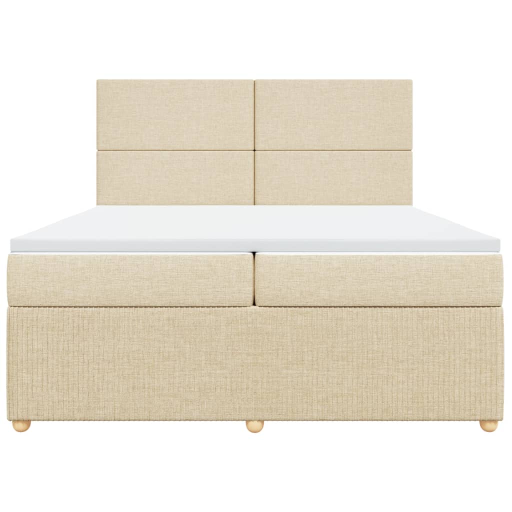 Boxspring met matras stof crèmekleurig 200x200 cm
