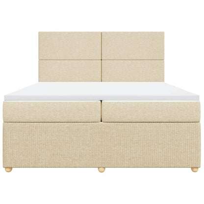 Boxspring met matras stof crèmekleurig 200x200 cm