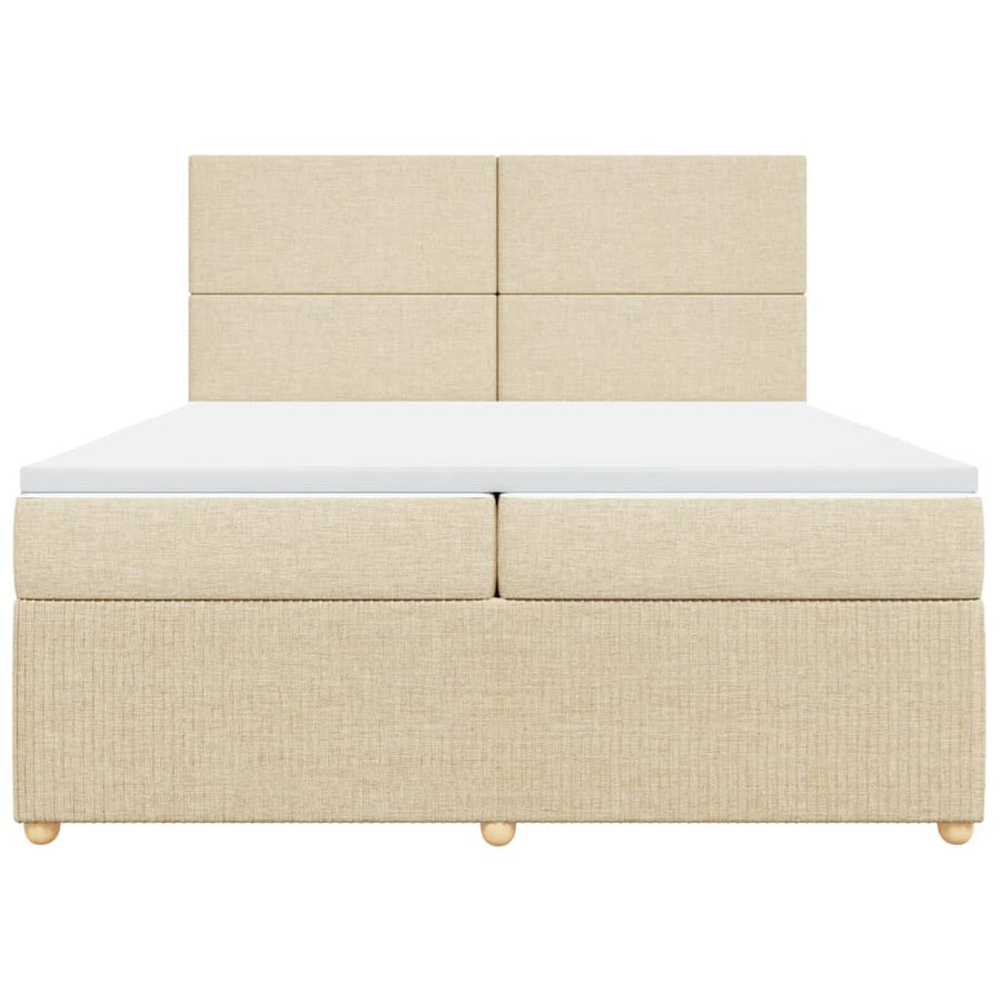 Boxspring met matras stof crèmekleurig 200x200 cm