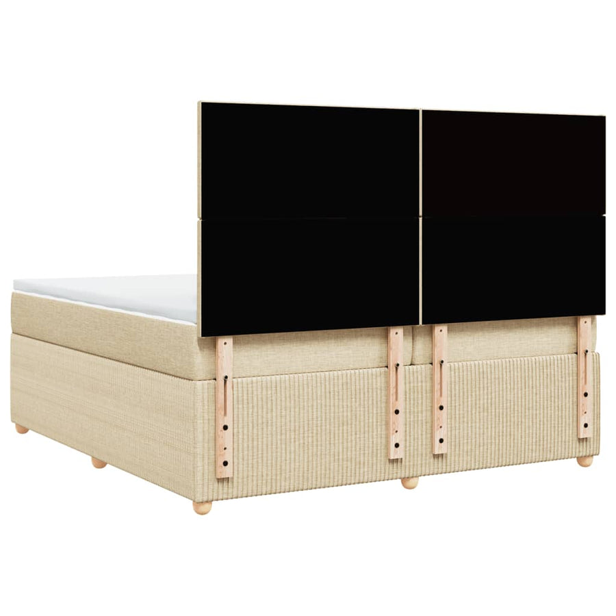 Boxspring met matras stof crèmekleurig 200x200 cm