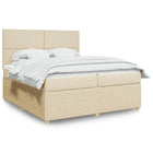 Box spring with fabric mattress cream-coloured 200x200 cm