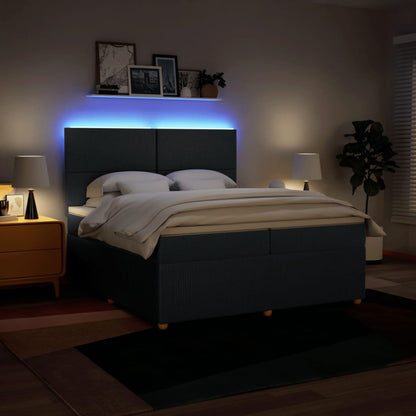 Boxspring met matras stof blauw 200x200 cm