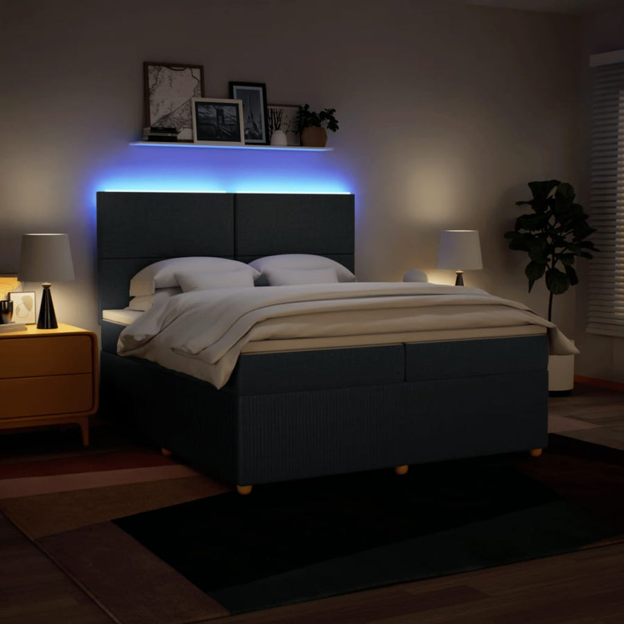 Boxspring met matras stof blauw 200x200 cm
