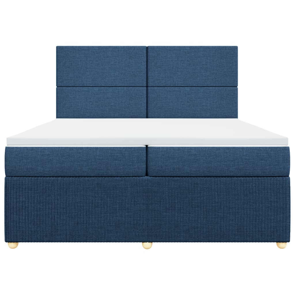Boxspring met matras stof blauw 200x200 cm