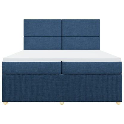 Boxspring met matras stof blauw 200x200 cm