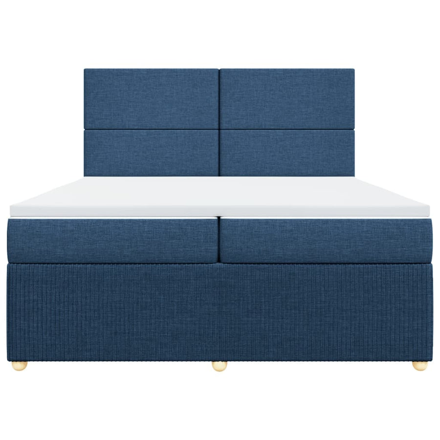 Boxspring met matras stof blauw 200x200 cm