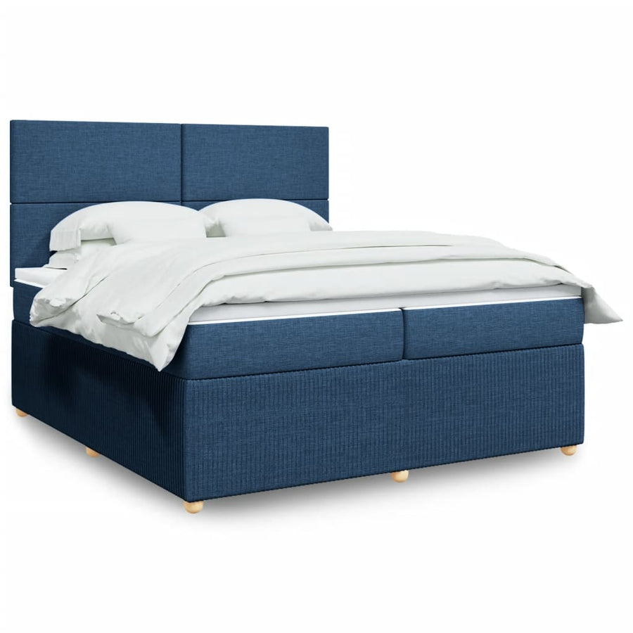 Boxspring met matras stof blauw 200x200 cm