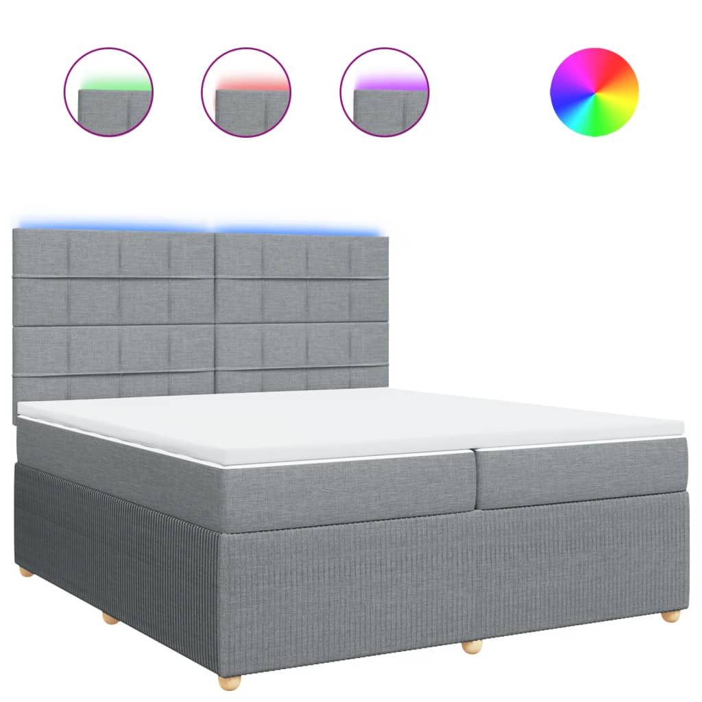 Boxspring met matras stof lichtgrijs 200x200 cm