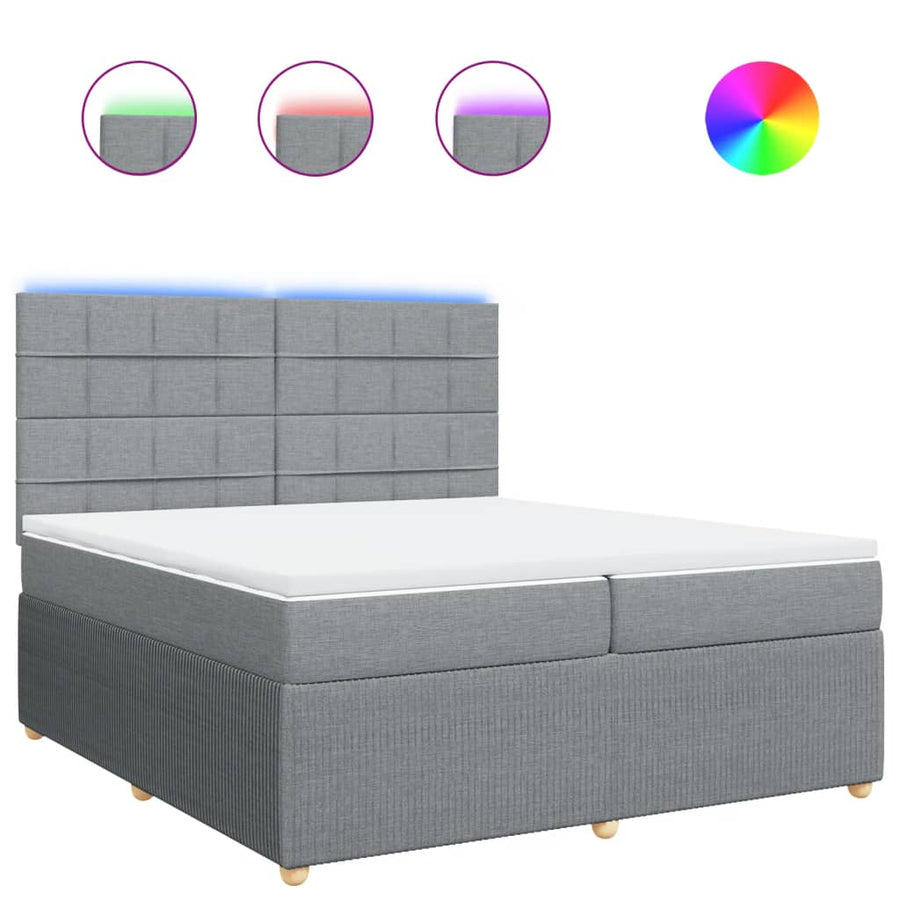 Boxspring met matras stof lichtgrijs 200x200 cm