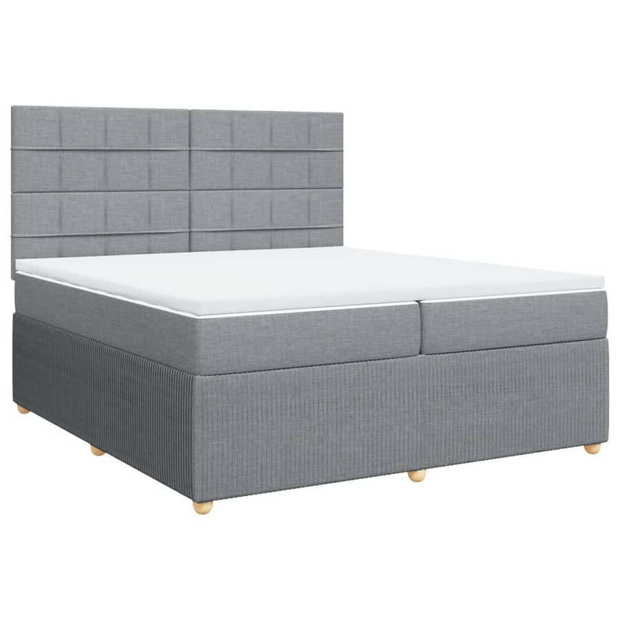Boxspring met matras stof lichtgrijs 200x200 cm
