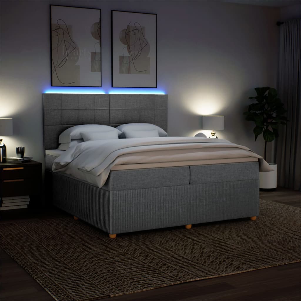 Boxspring met matras stof lichtgrijs 200x200 cm