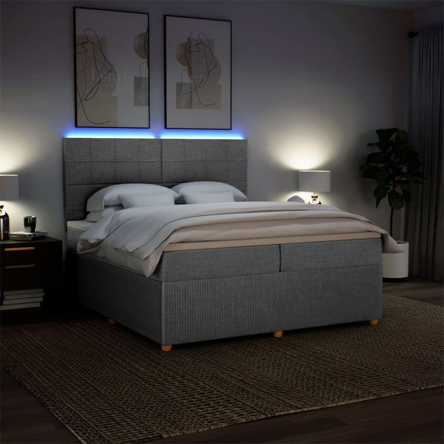 Boxspring met matras stof lichtgrijs 200x200 cm