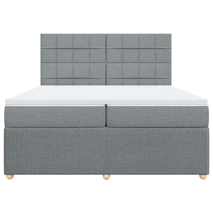 Boxspring met matras stof lichtgrijs 200x200 cm