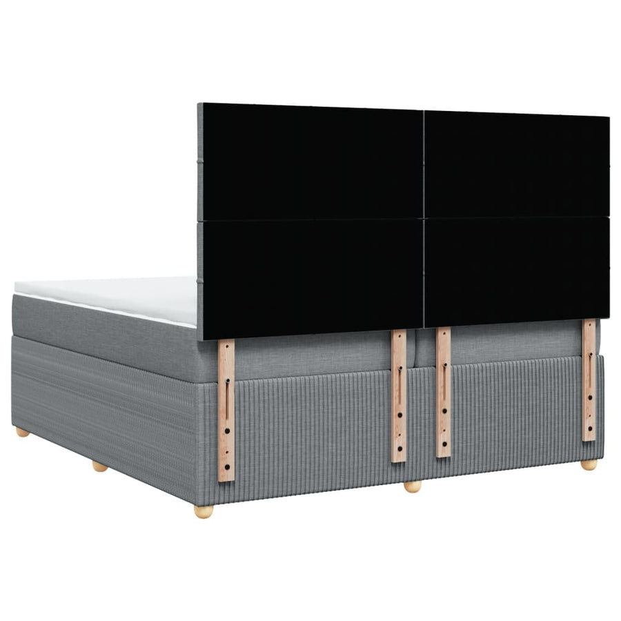 Boxspring met matras stof lichtgrijs 200x200 cm