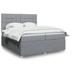 Box spring with mattress light gray fabric 200x200 cm
