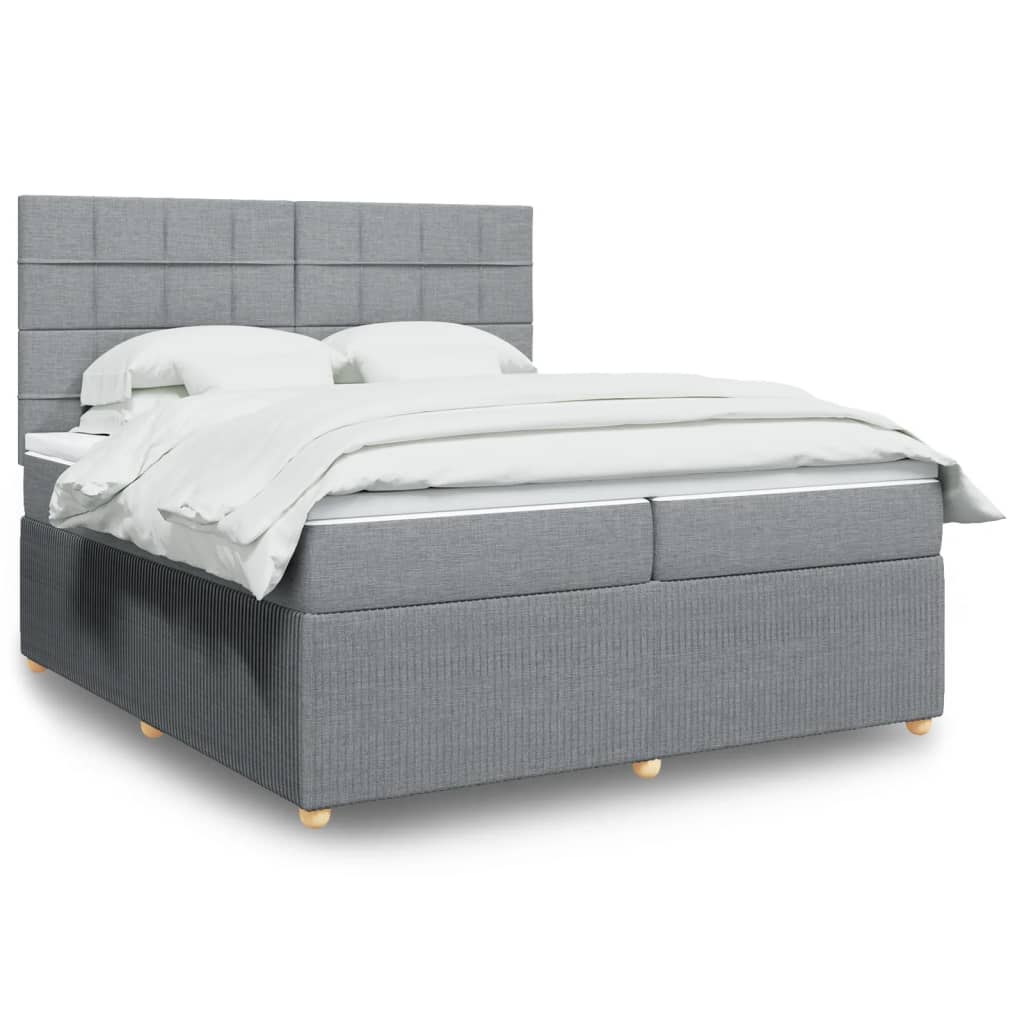 Boxspring met matras stof lichtgrijs 200x200 cm