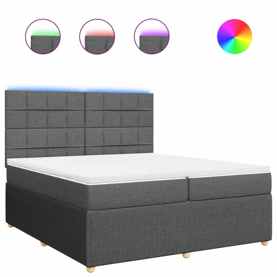 Boxspring met matras stof donkergrijs 200x200 cm