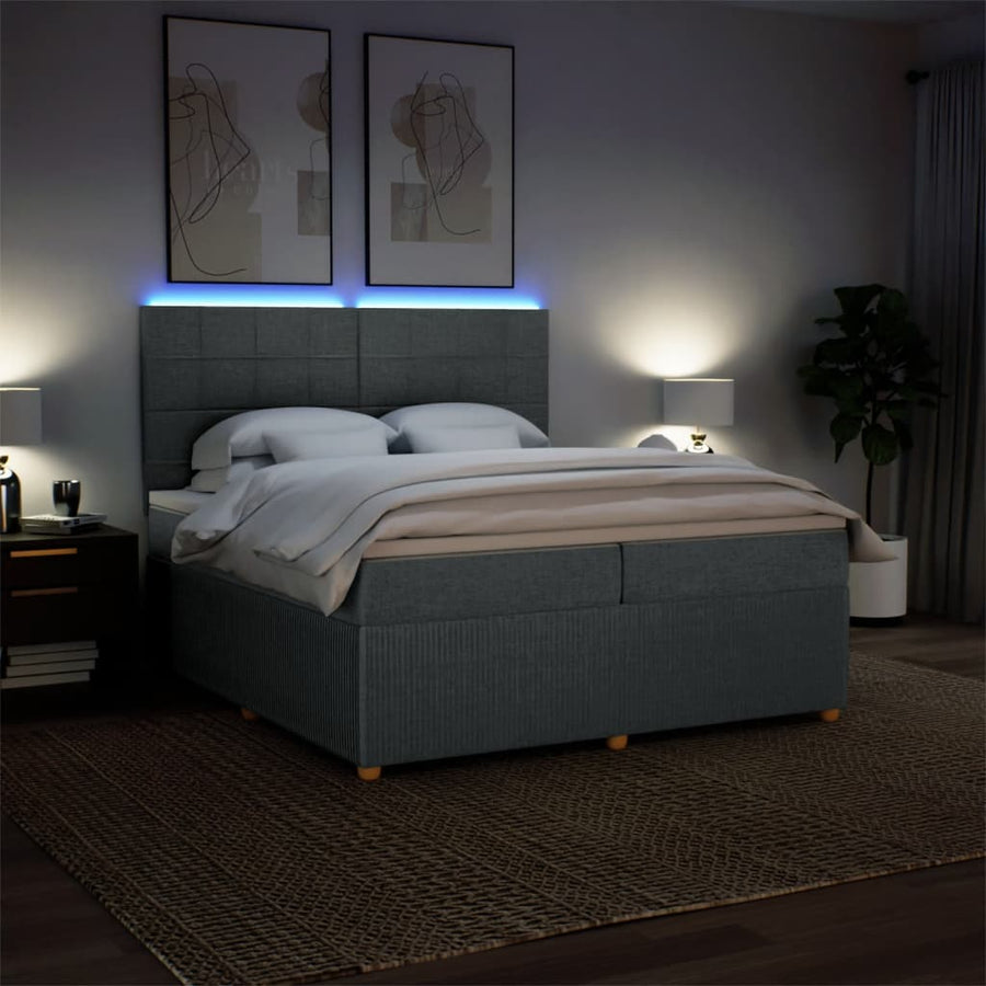 Boxspring met matras stof donkergrijs 200x200 cm