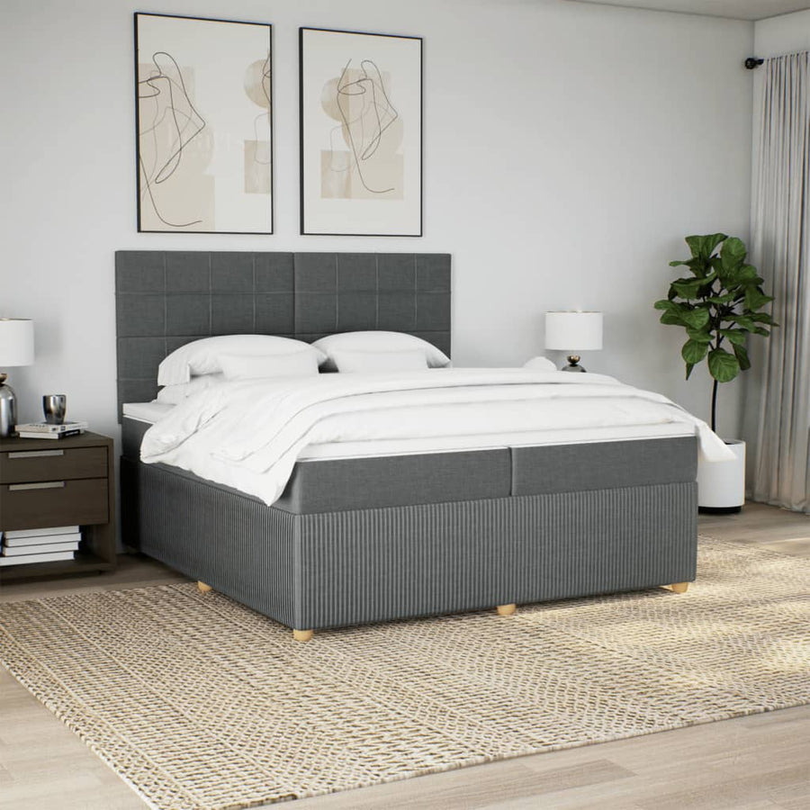 Boxspring met matras stof donkergrijs 200x200 cm
