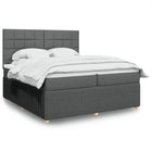 Box spring with dark gray fabric mattress 200x200 cm