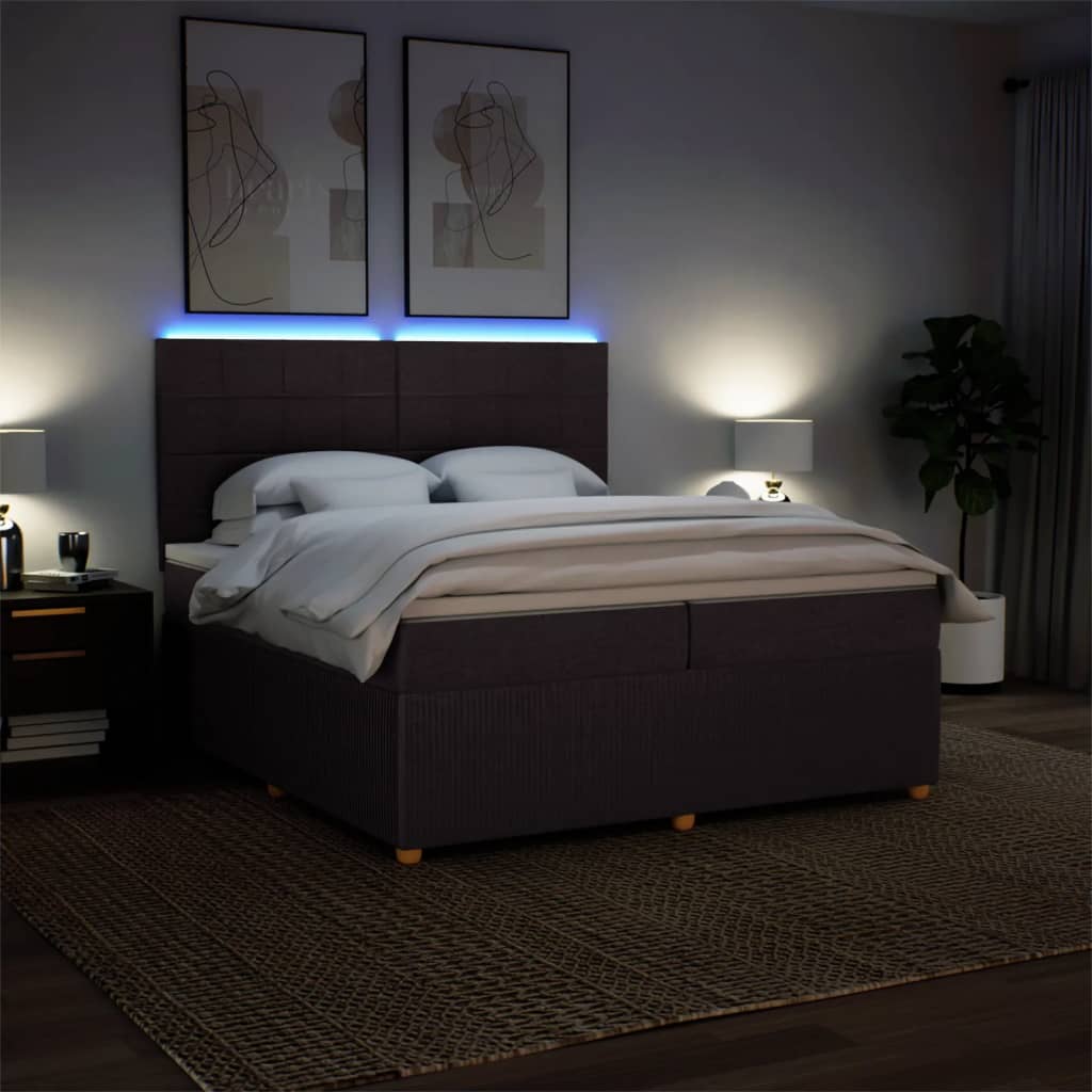 Boxspring met matras stof donkerbruin 200x200 cm