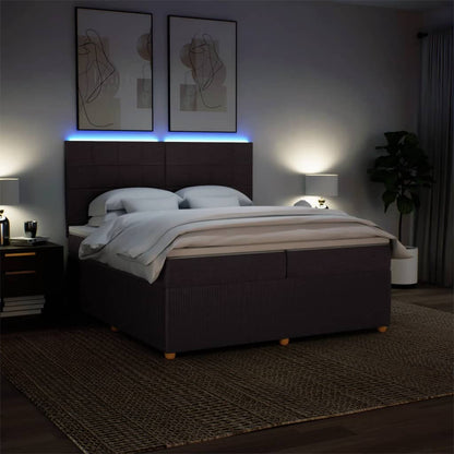 Boxspring met matras stof donkerbruin 200x200 cm