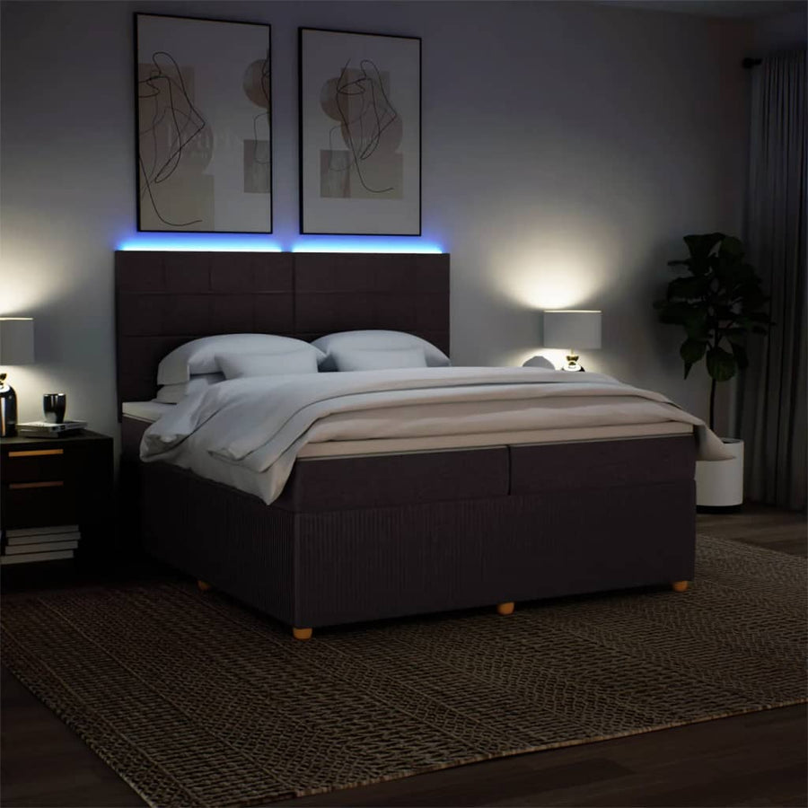Boxspring met matras stof donkerbruin 200x200 cm
