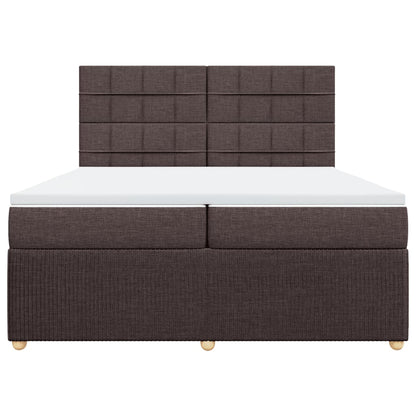Boxspring met matras stof donkerbruin 200x200 cm