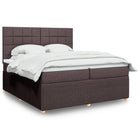 Box spring with dark brown fabric mattress 200x200 cm
