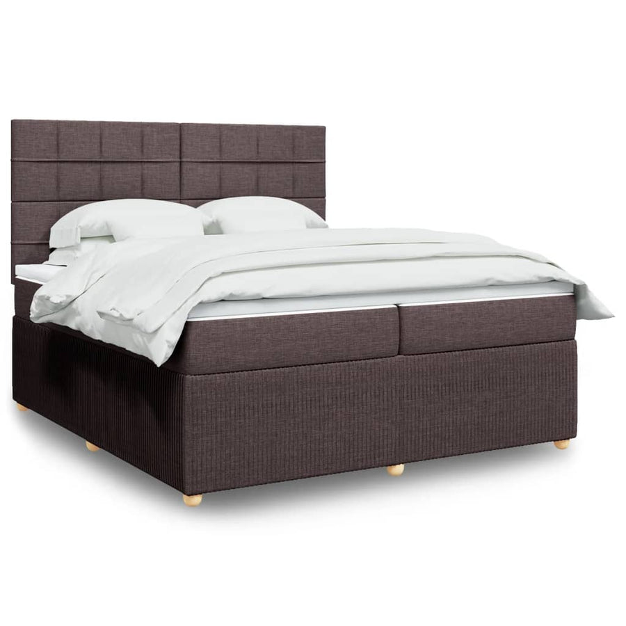 Boxspring met matras stof donkerbruin 200x200 cm