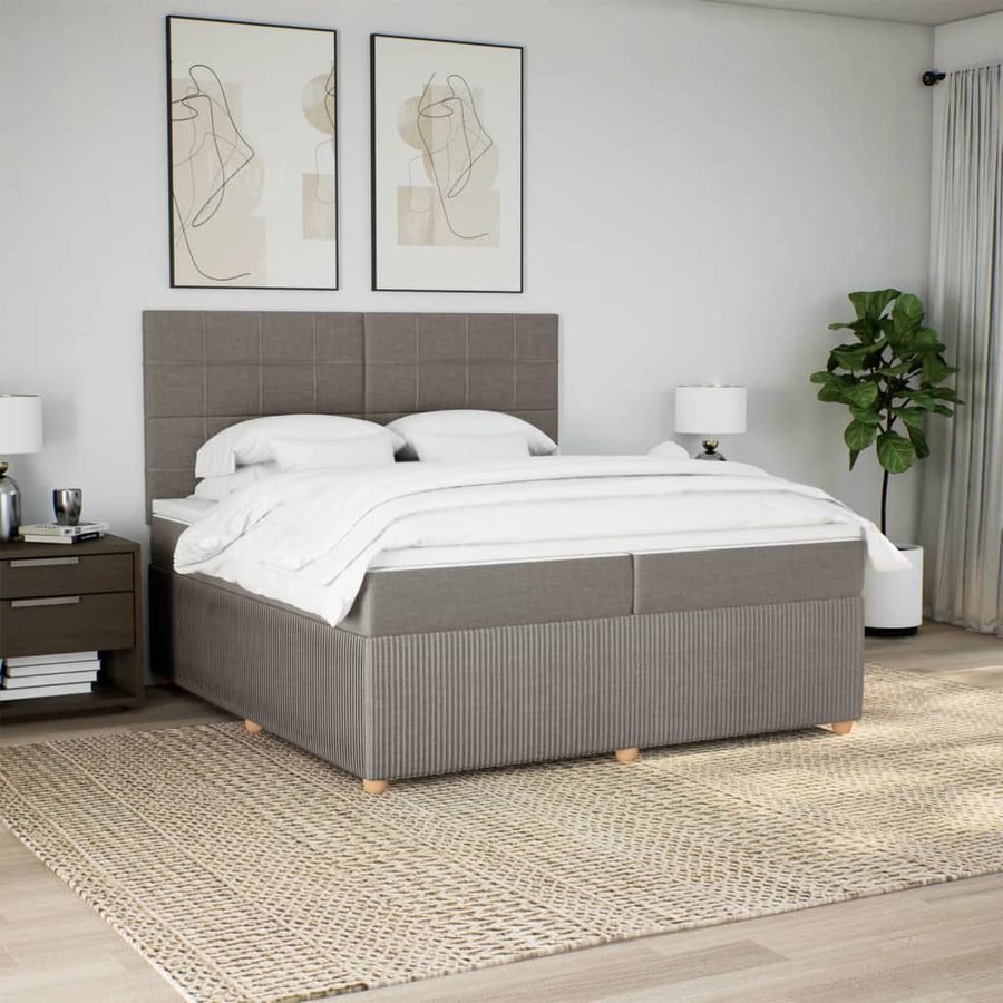 Boxspring met matras stof taupe 200x200 cm