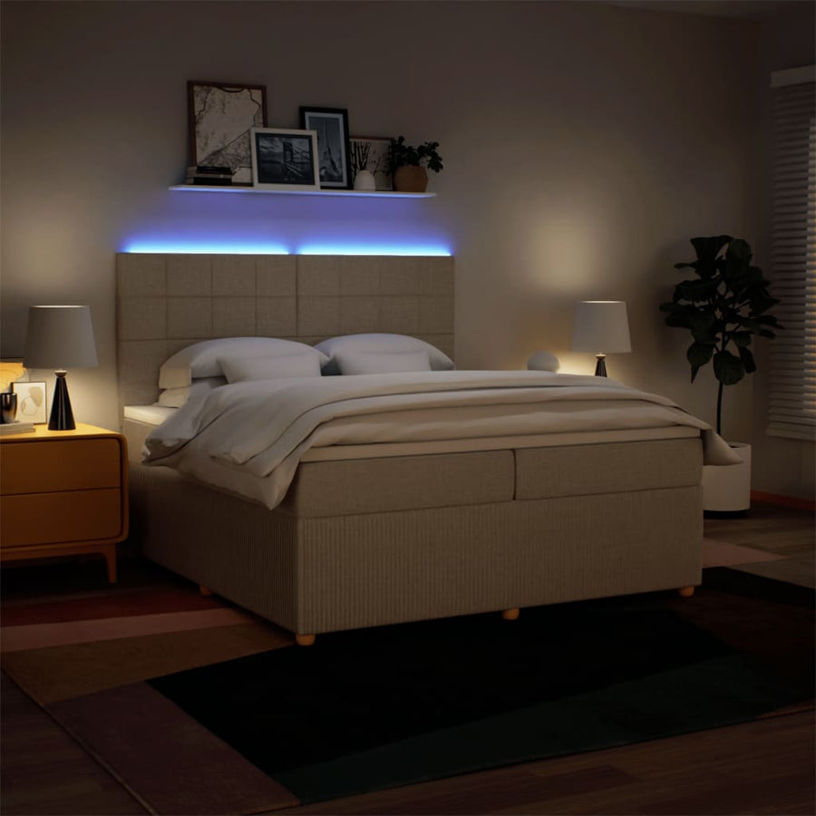 Boxspring met matras stof crèmekleurig 200x200 cm