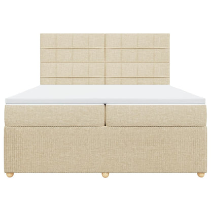 Boxspring met matras stof crèmekleurig 200x200 cm