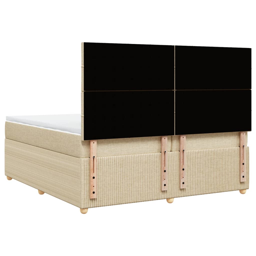 Boxspring met matras stof crèmekleurig 200x200 cm