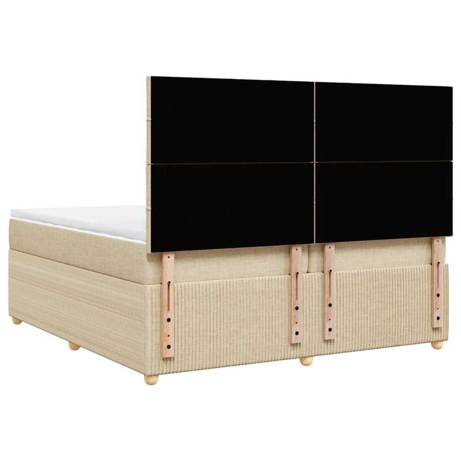 Boxspring met matras stof crèmekleurig 200x200 cm