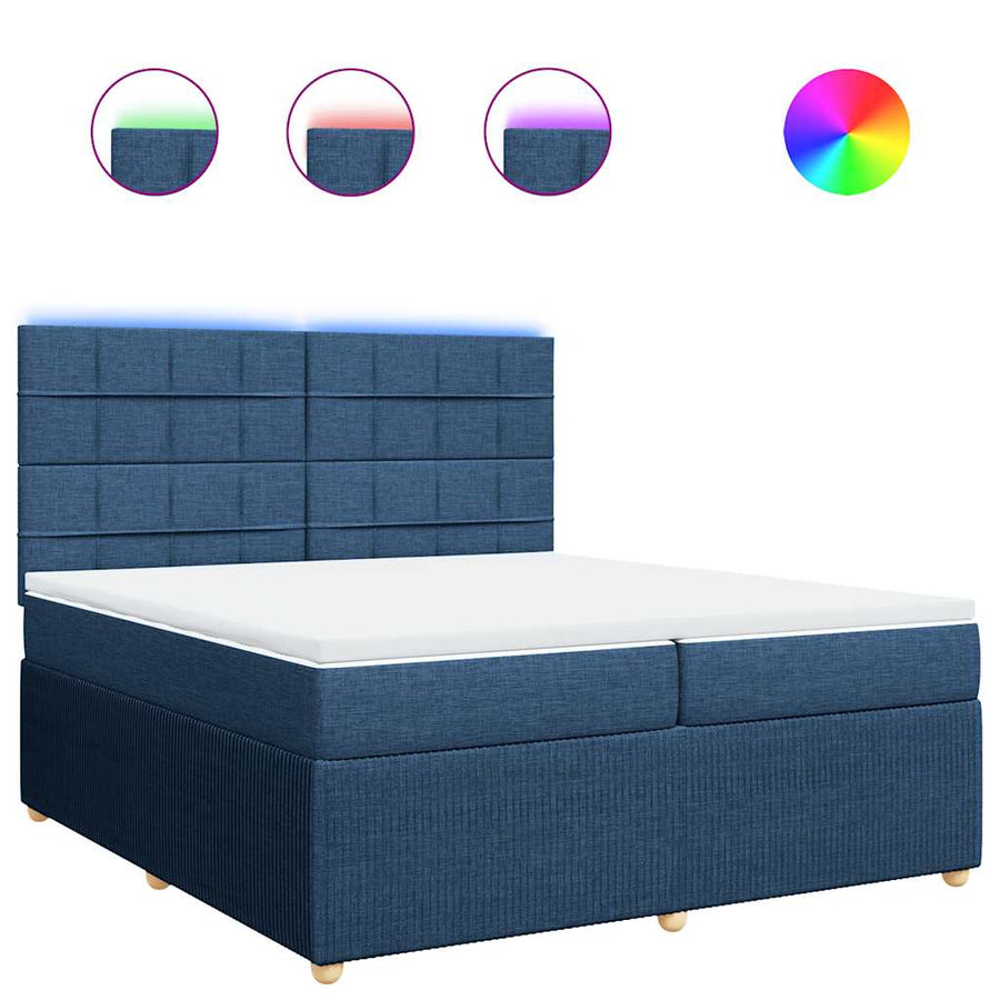 Boxspring met matras stof blauw 200x200 cm