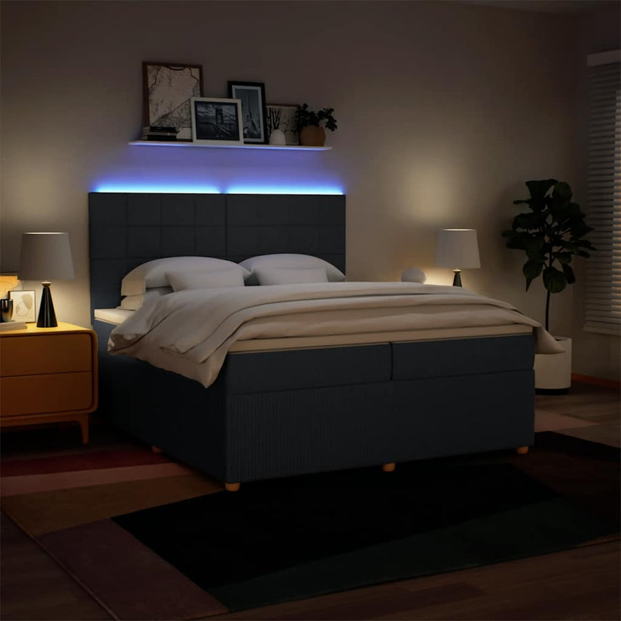 Boxspring met matras stof blauw 200x200 cm