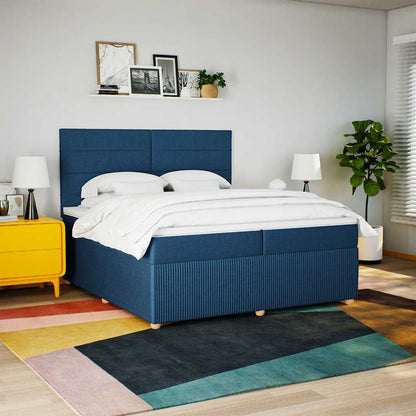 Boxspring met matras stof blauw 200x200 cm