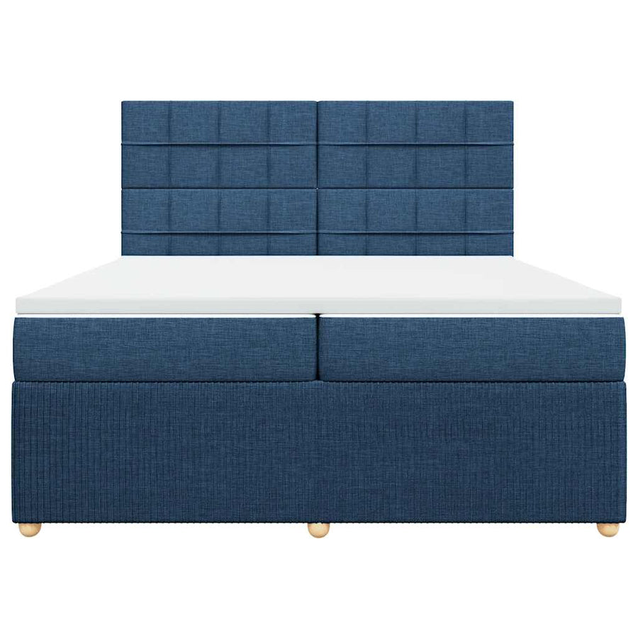 Boxspring met matras stof blauw 200x200 cm