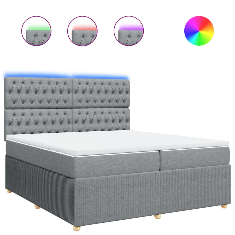 Boxspring met matras stof lichtgrijs 200x200 cm