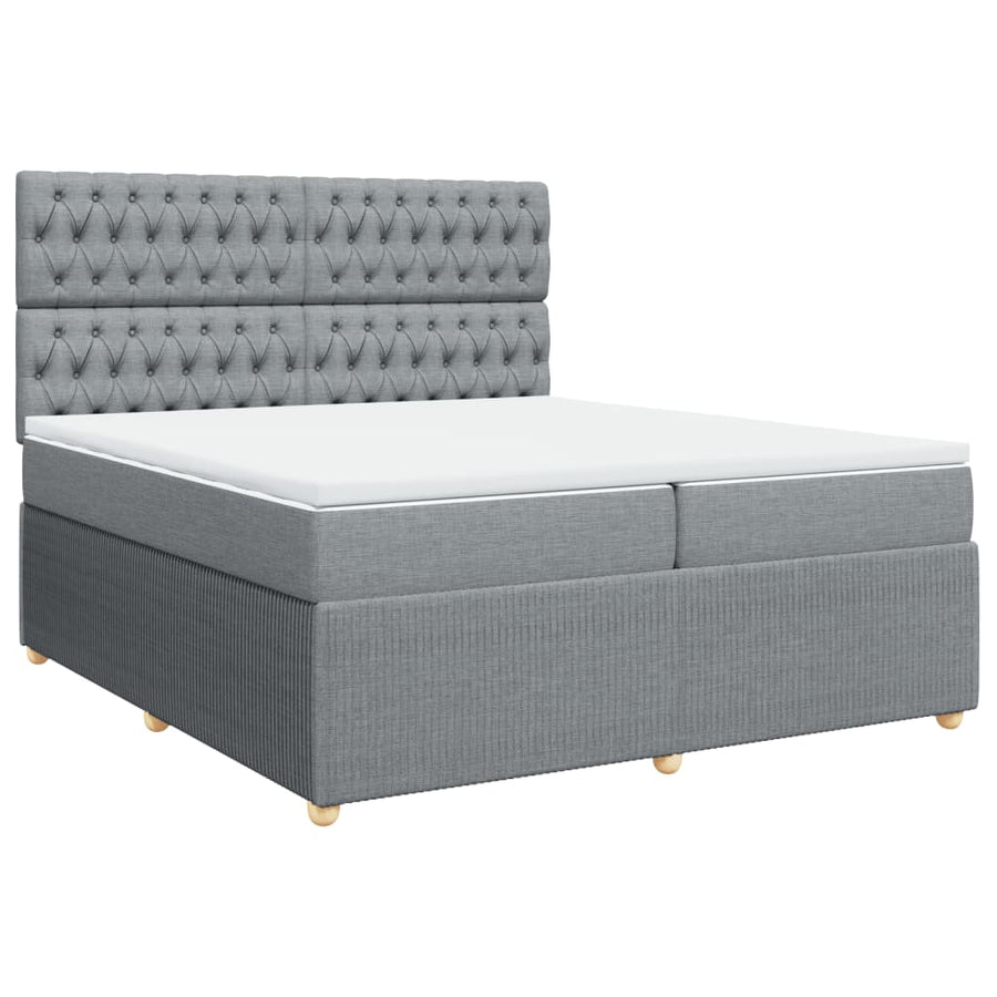 Boxspring met matras stof lichtgrijs 200x200 cm