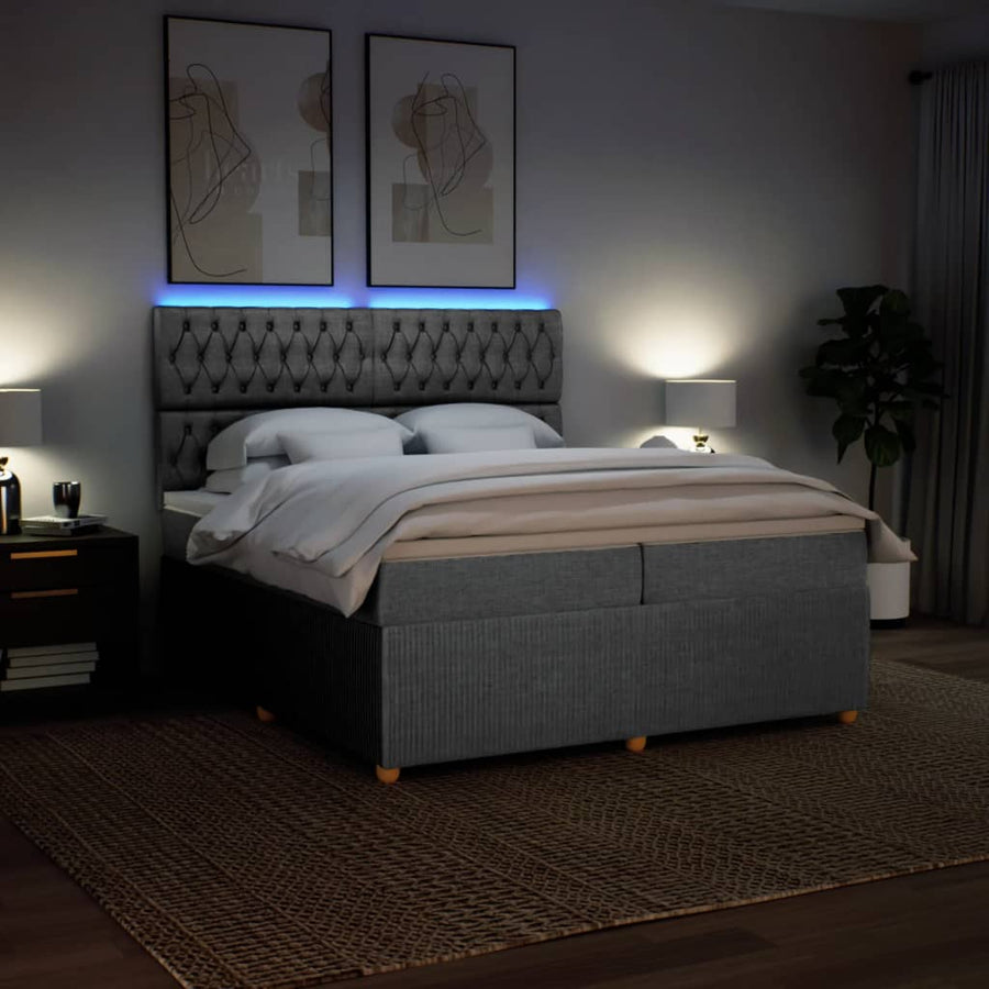 Boxspring met matras stof lichtgrijs 200x200 cm