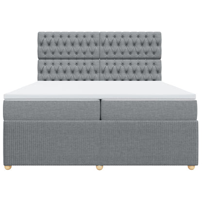 Boxspring met matras stof lichtgrijs 200x200 cm