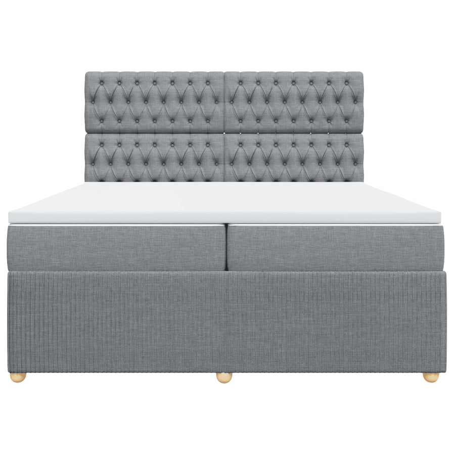 Boxspring met matras stof lichtgrijs 200x200 cm