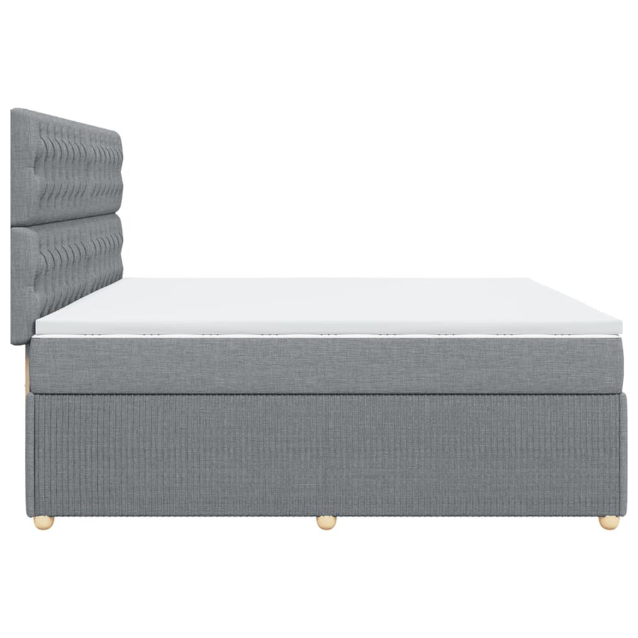 Boxspring met matras stof lichtgrijs 200x200 cm