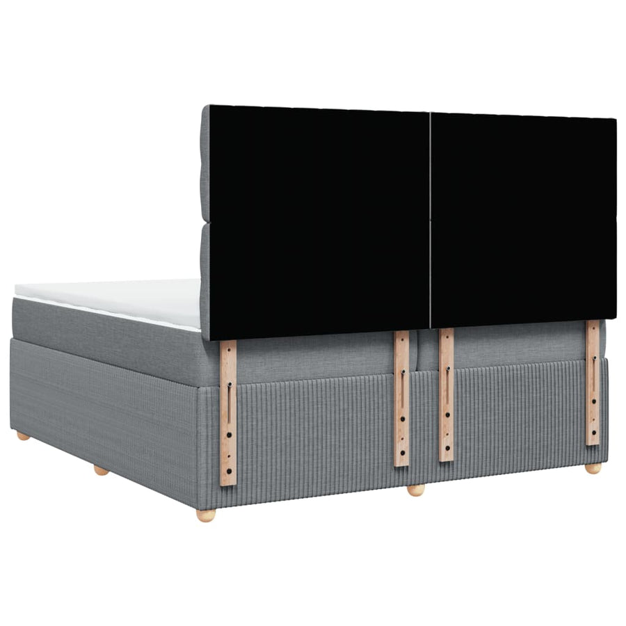 Boxspring met matras stof lichtgrijs 200x200 cm